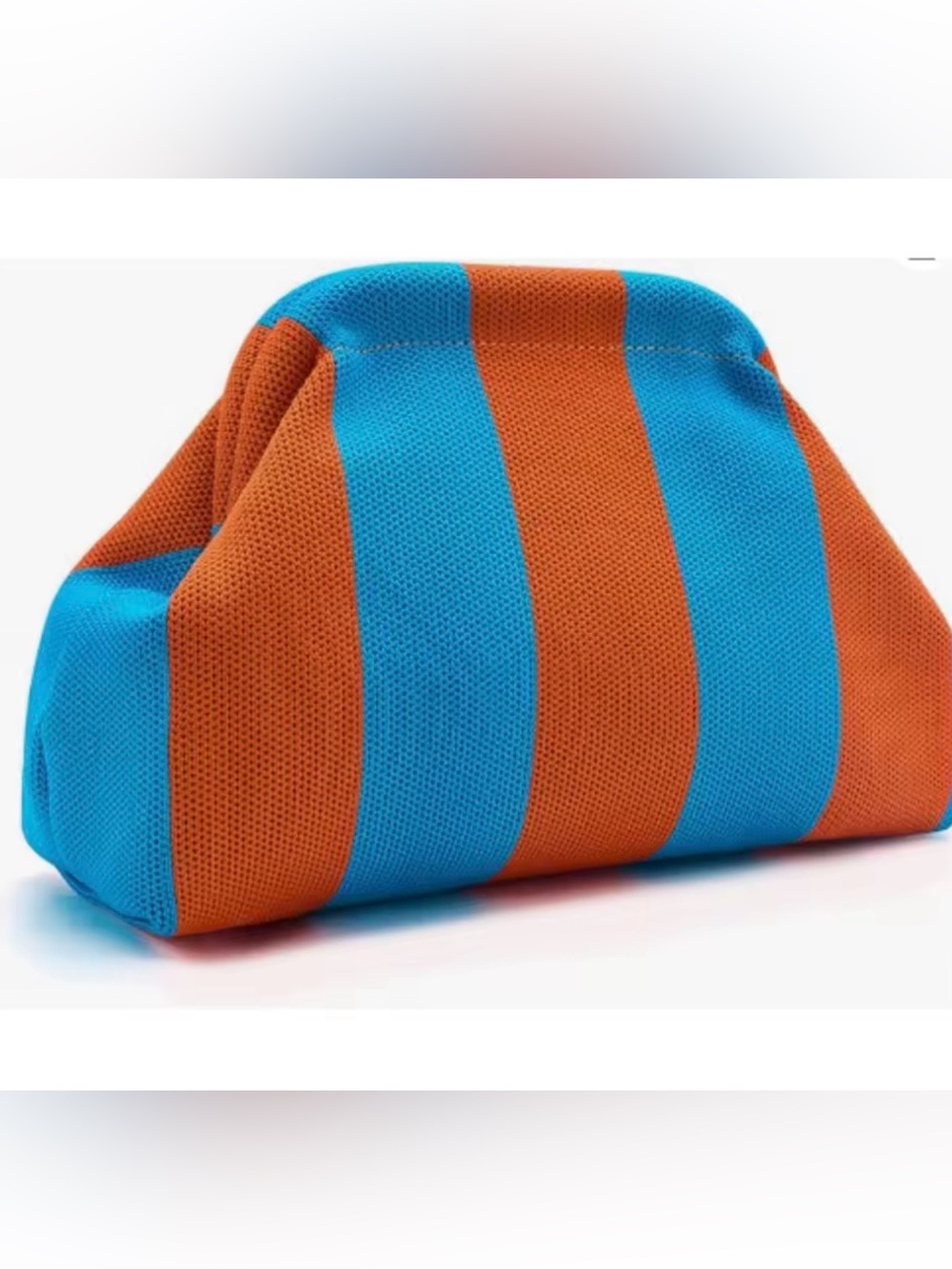 Striped Orange and Turquoise Knit Clutch